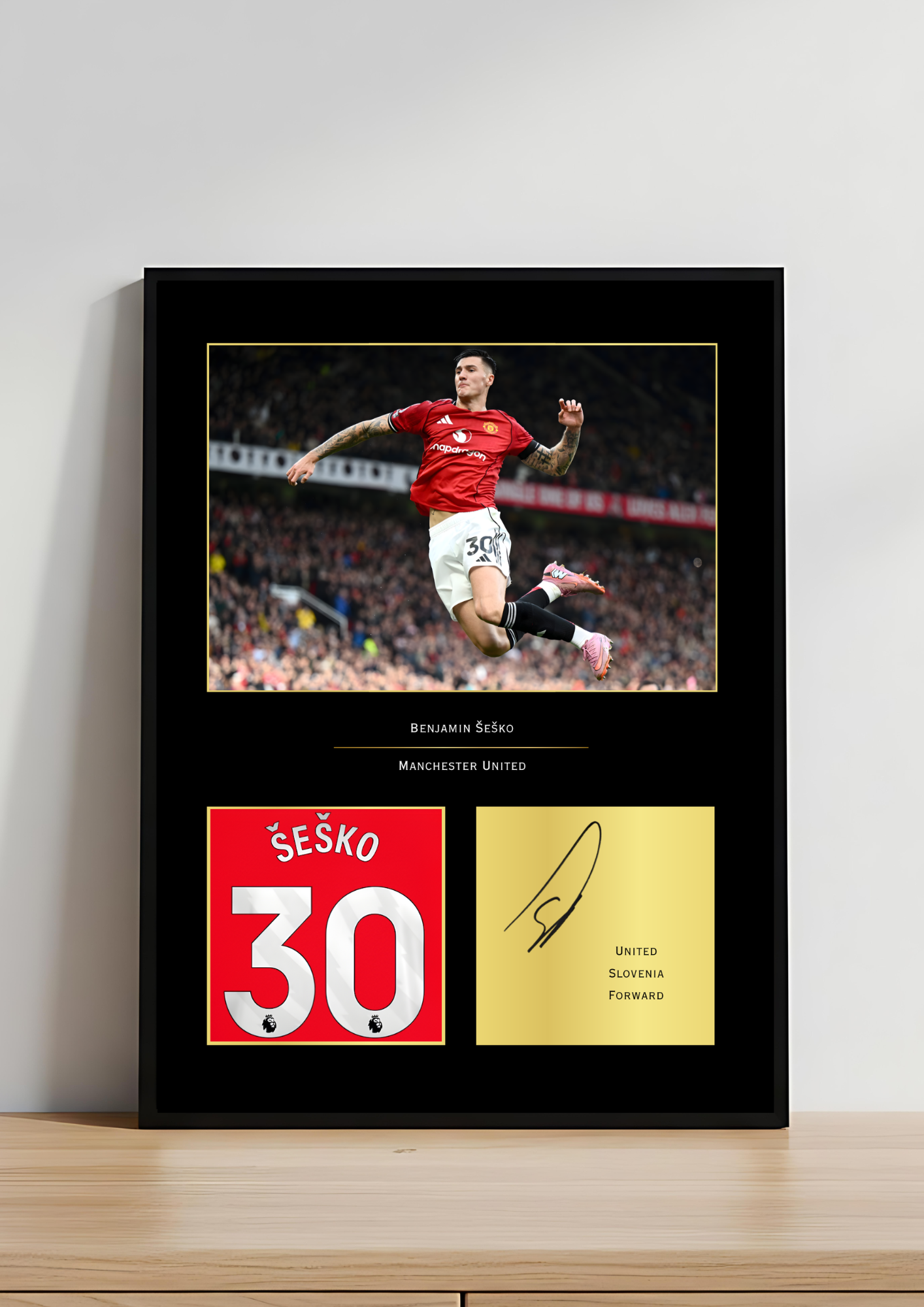 Benjamin Sesko Manchester United Art Print | Sesko MUFC Poster | Old Trafford Football Wall Art | Man United Fan Gift