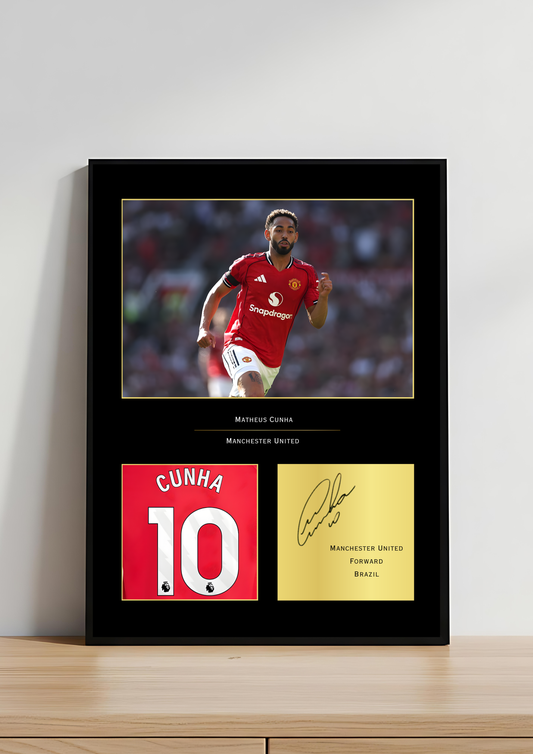Matheus Cunha Manchester United Art Print | Cunha Man United Poster | Old Trafford Football Wall Art | United Fan Gift