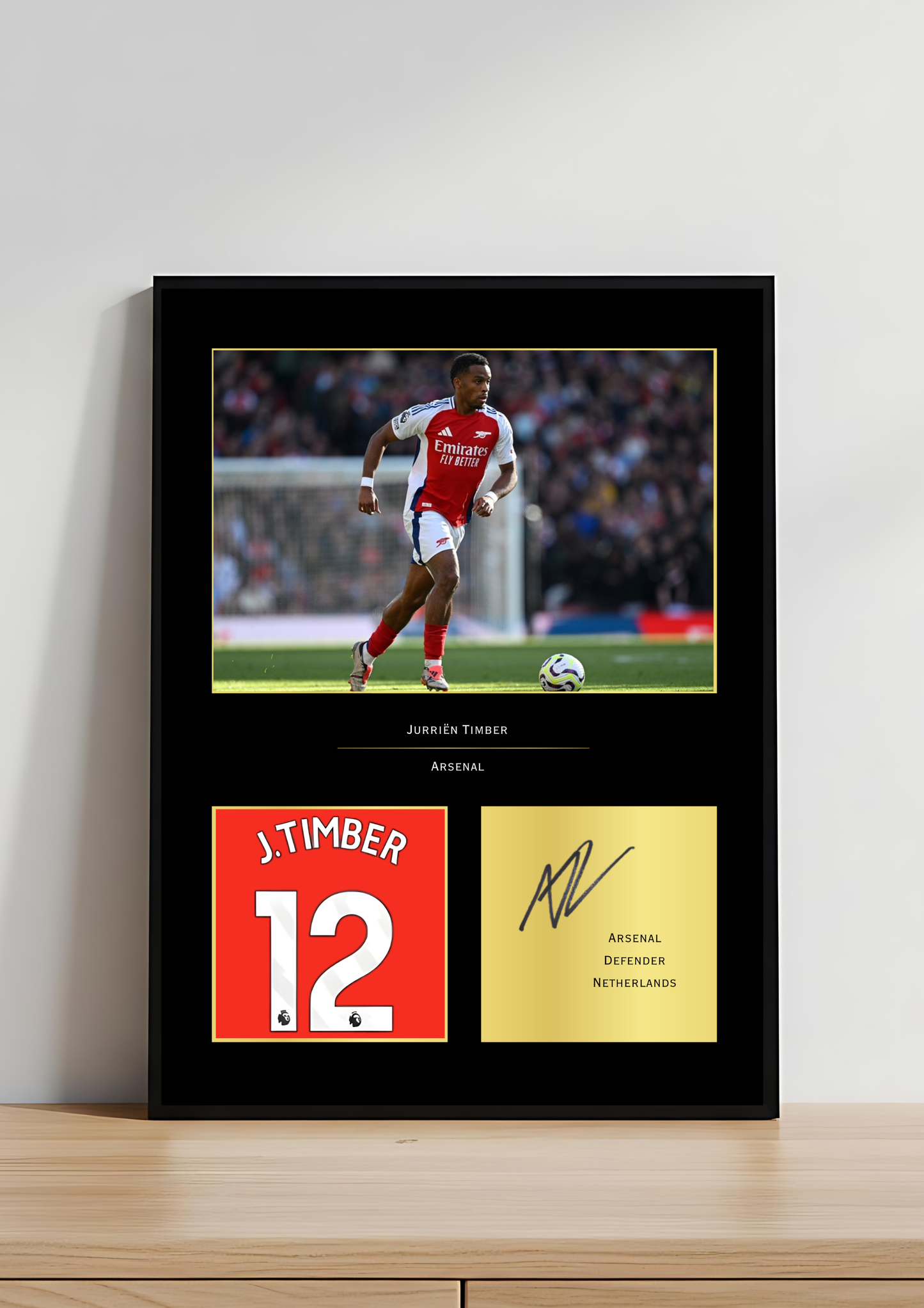 Jurrien Timber Arsenal Art Print | Timber AFC Poster | Emirates Stadium Football Wall Art | Arsenal Fan Gift