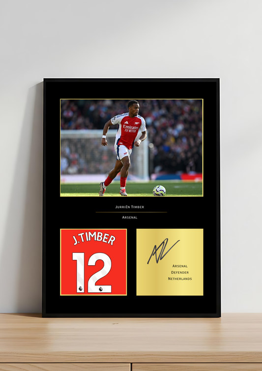 Jurrien Timber Arsenal Art Print | Timber AFC Poster | Emirates Stadium Football Wall Art | Arsenal Fan Gift