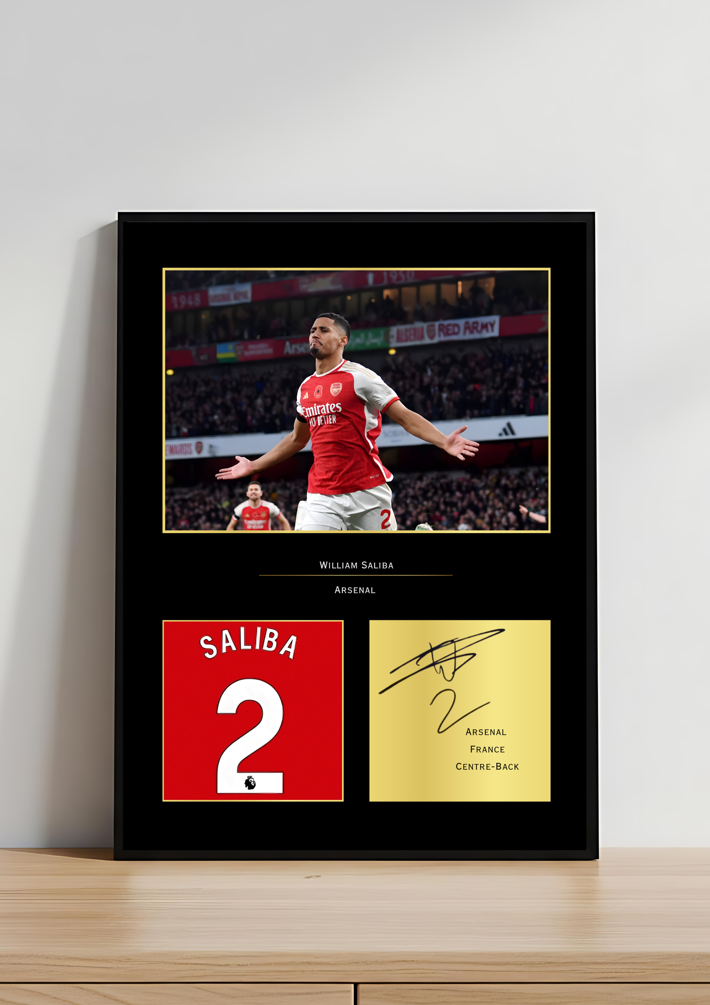 William Saliba Arsenal Art Print | Saliba AFC Poster | Emirates Stadium Football Wall Art | Arsenal Fan Gift