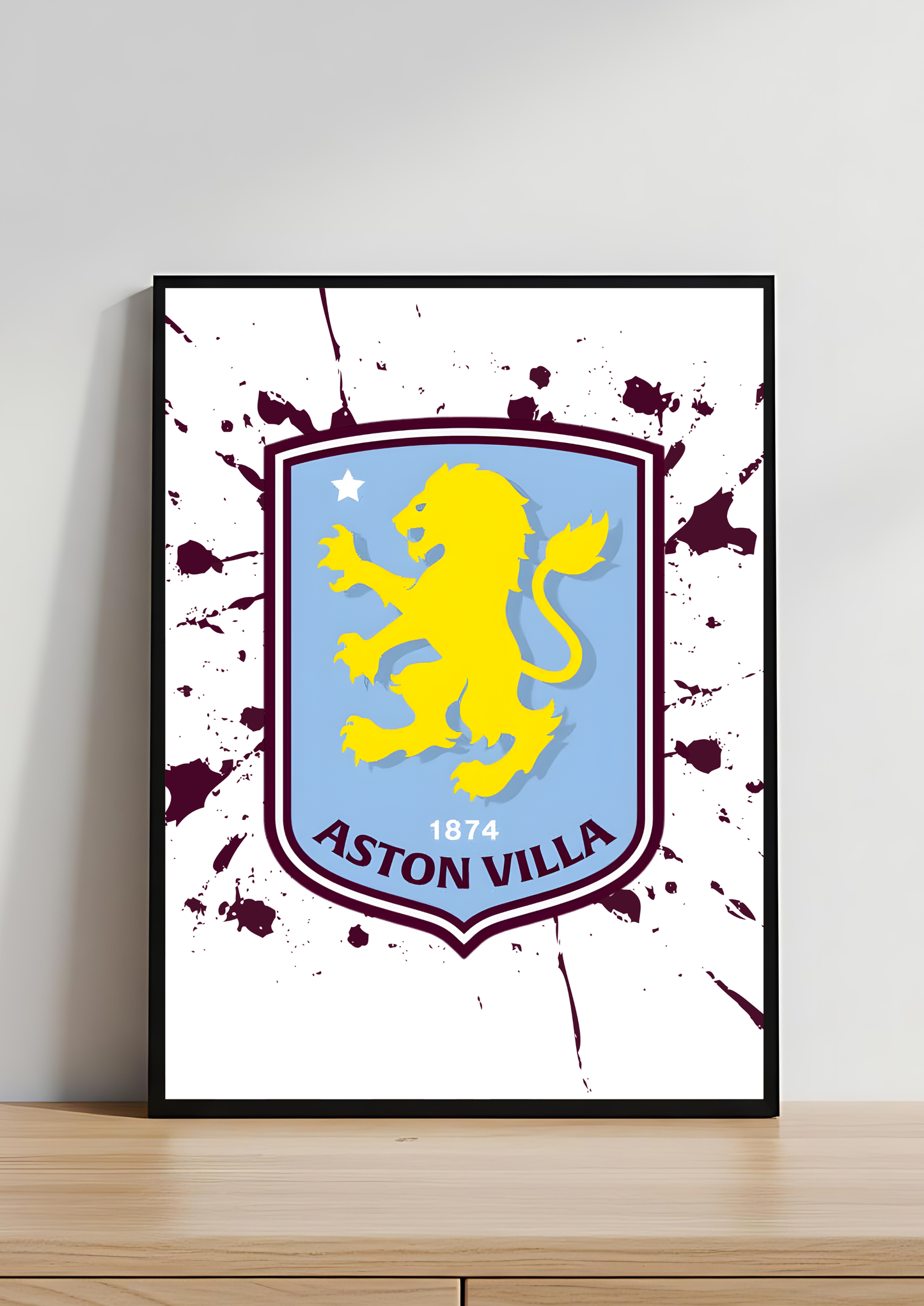 Aston Villa Badge Art Print | AVFC Crest Print | Claret & Blue Football Wall Art for Villa Fans