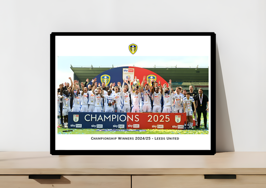 Leeds United Championship Winners Art Print | LUFC Champions Poster | Football Wall Art for Leeds Fans