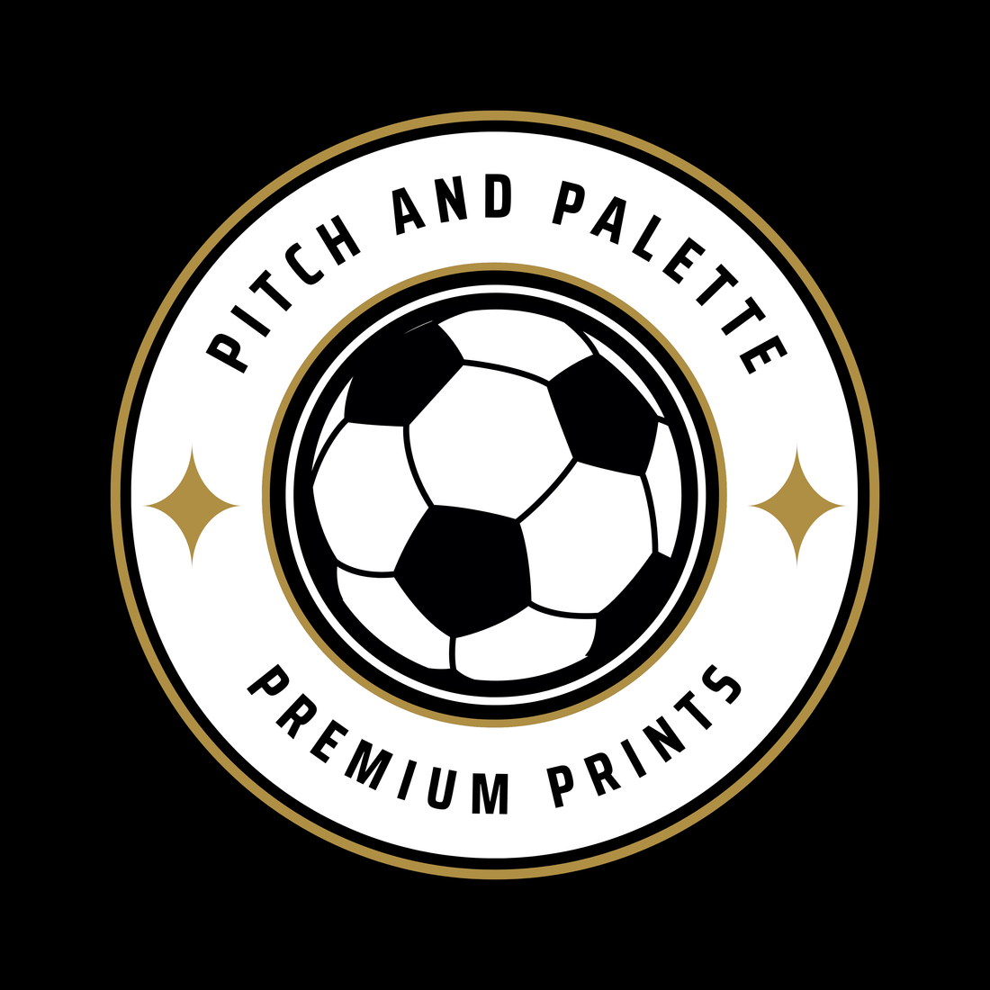 Pitch and palette logo for premium football art prints with football 